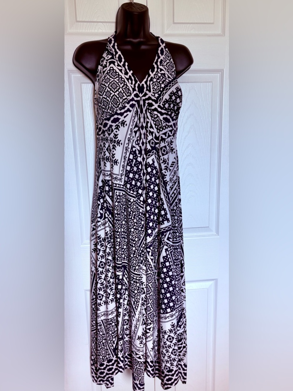 Black and White Geometric Print Maxi Dress INC International Concepts